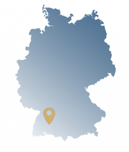 German map with a marker in the city of Balingen in the state of Baden-Württemberg.